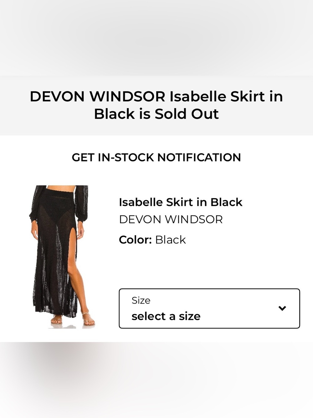DEVON WINDSOR | Isabelle Black Sheer Maxi Skirt with High Side Slit